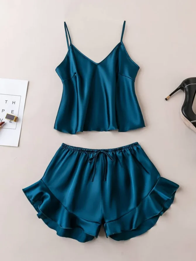 Aqua Bliss Frill Cami Set For Women